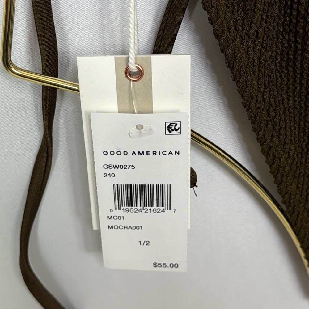 Good American Swim Always Fits Tiny Ties Bikini‎ Bottom Womens Mocha Size S New - Picture 4 of 9